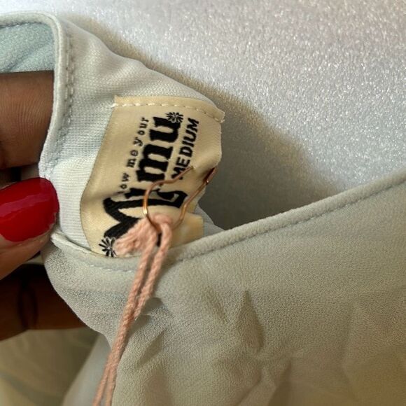 Show Me Your Mumu Womens Medium Caitlin Maxi Dress Ruffle Bridesmaid Blue NWT - Picture 6 of 8